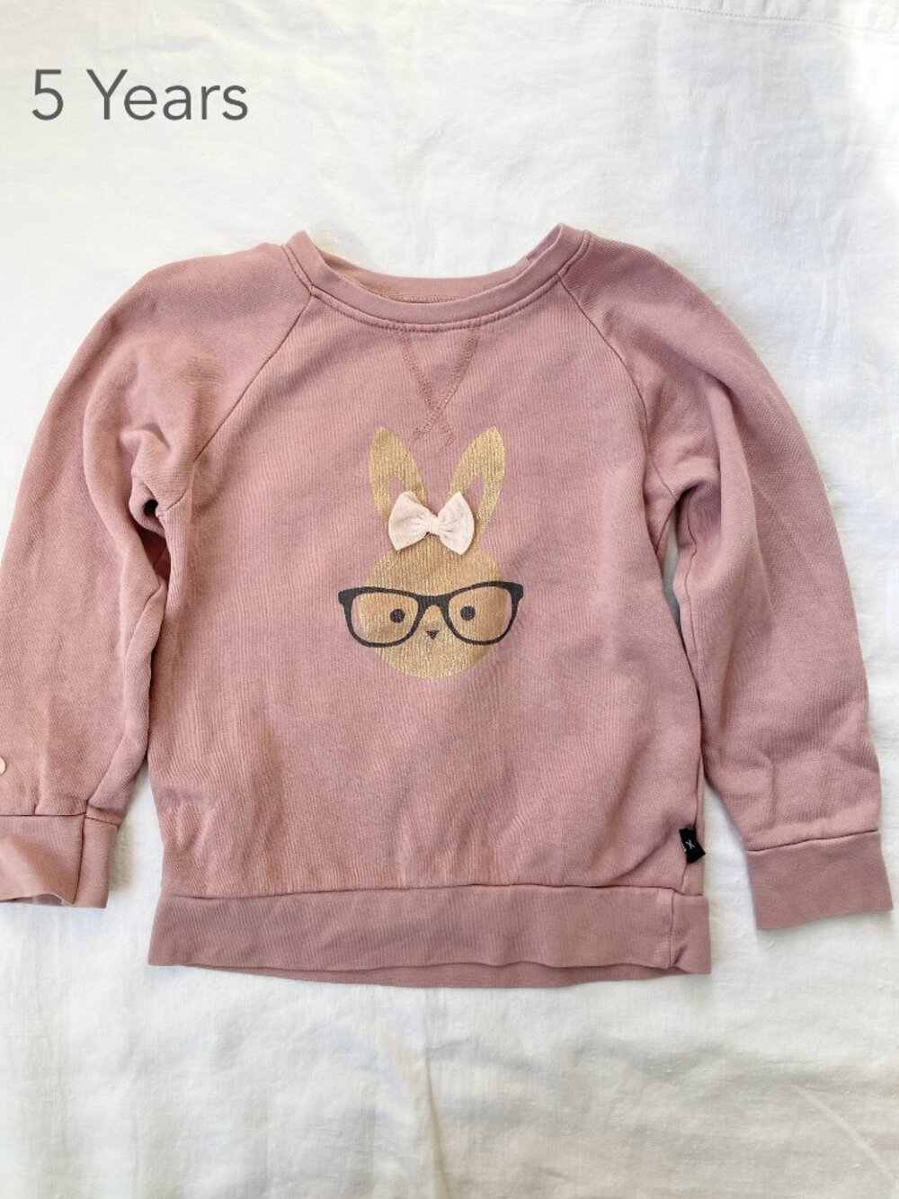 🪴5/$30 Huxbaby 5 Years Toddler Girl Rabbit Bunny Glasses Crewneck Sweatshirt